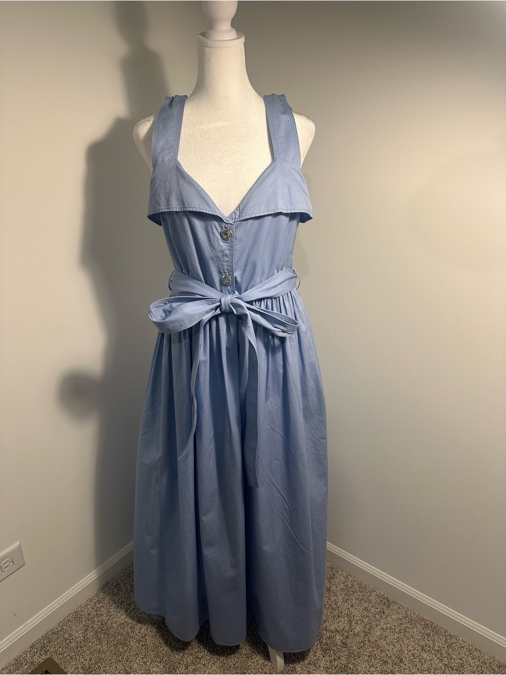 STINE GOYA Powder Blue Tie-Waist Maxi Dress